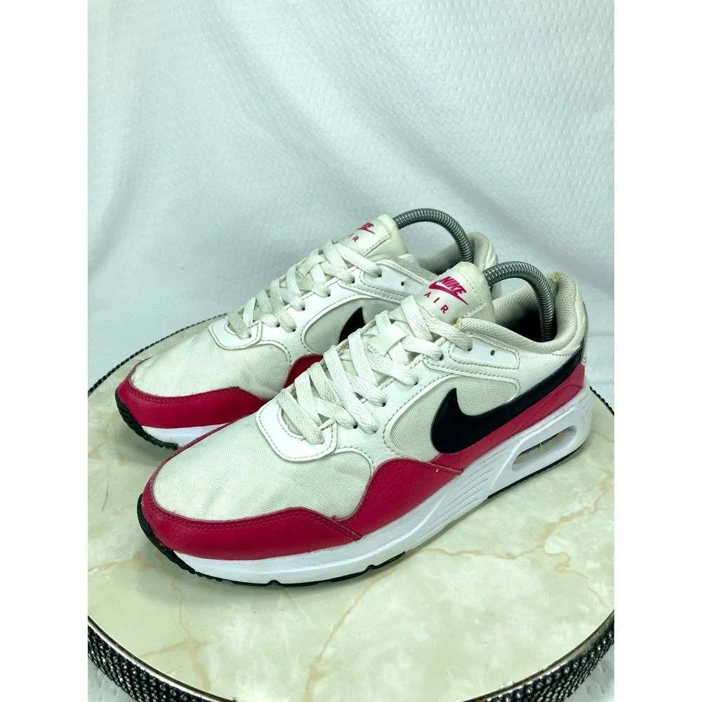 Nike Air Max SC Low Top Shoes Womens 9 White Red Sporty Streetwear Y2K Sneakers